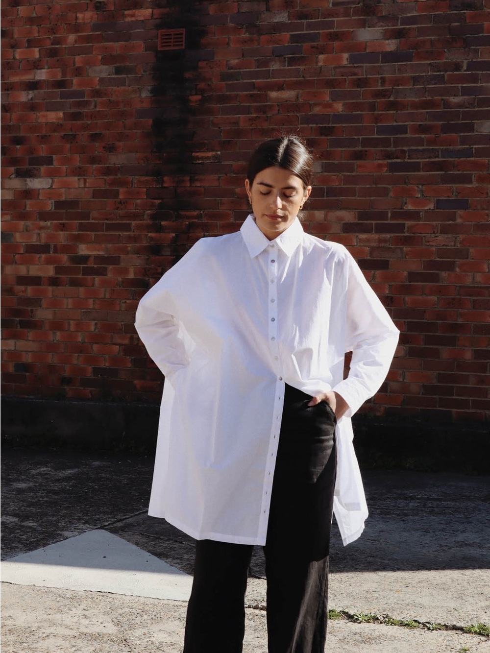 Oscar Oversized Cotton Poplin Shirt in White